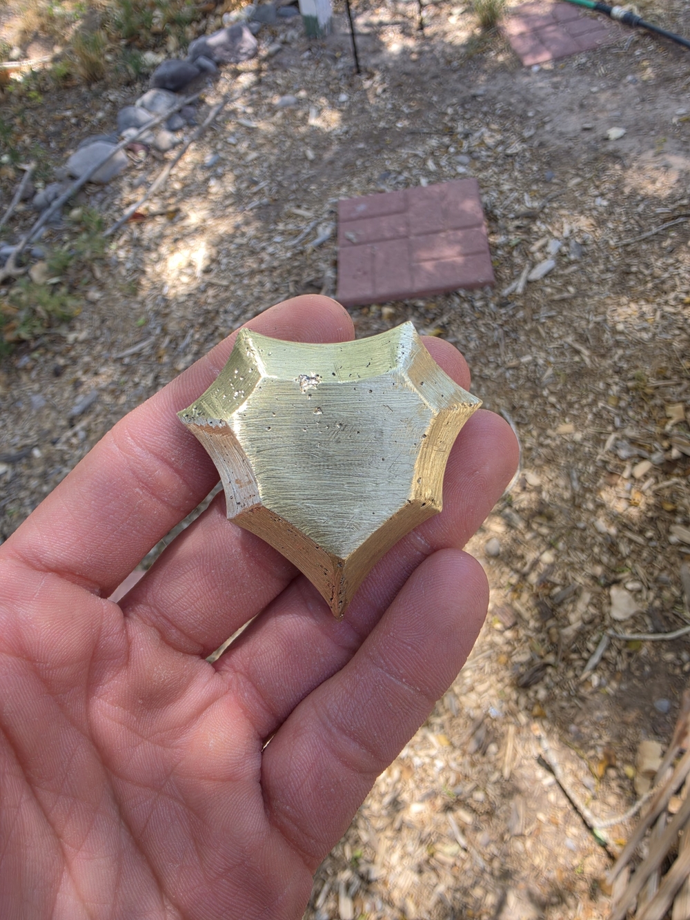 Brushed Gold Decorative Accent Piece - Star Shield Shape - Picture 3 of 4